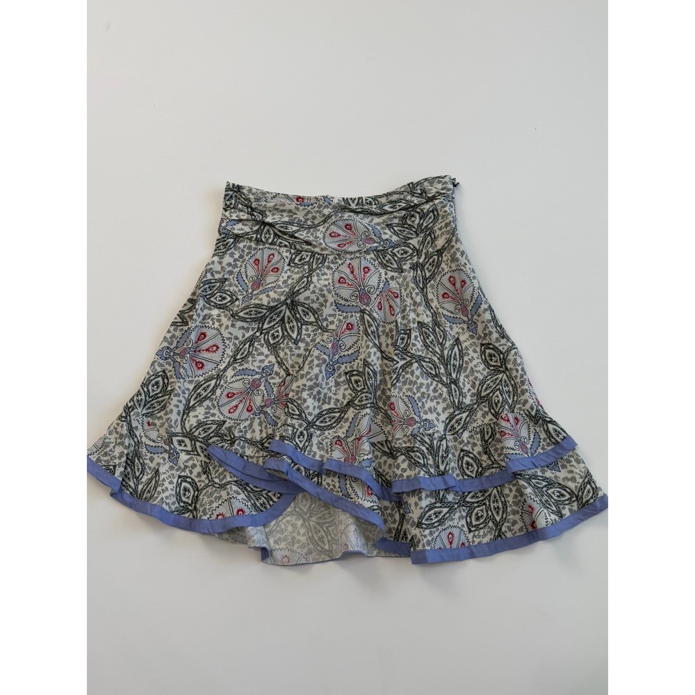 Isabel Marant 34 ( XS) Paisley Floral Ruffle Skirt Asymmetric Handkerchief Hem